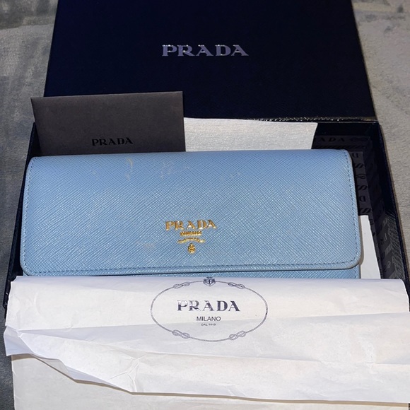 Prada light blue wallet 100% Authentic great condition. - Picture 1 of 14